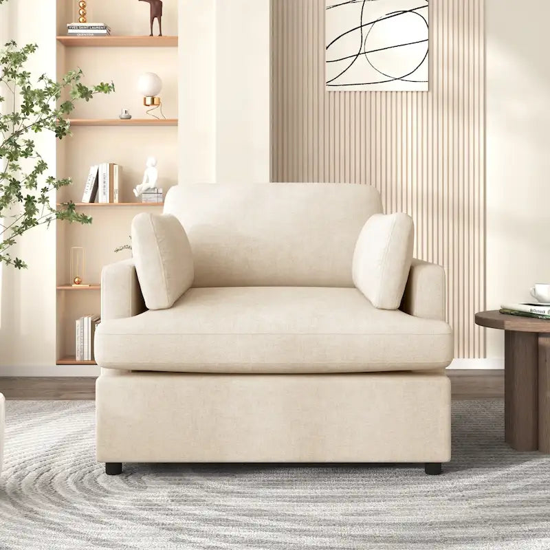 Sillón decorativo 37 con patas de plástico y cojines decorativos