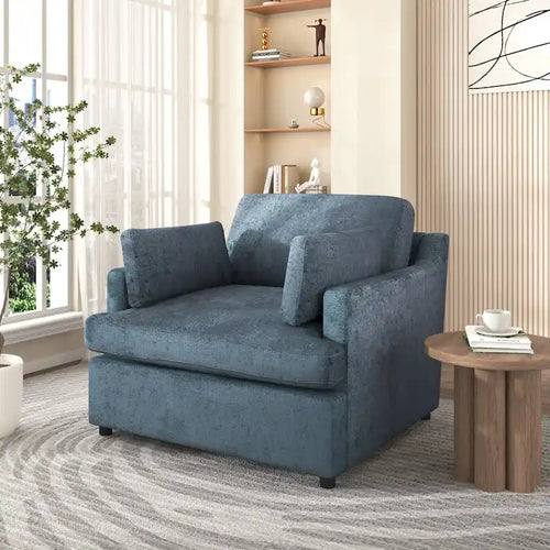 37 Fauteuil d’appoint avec pieds en plastique et coussins décoratifs