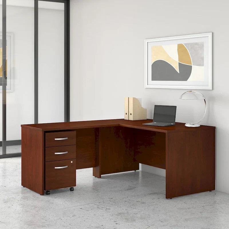 Bureau de travail en L de 60 pouces L (comprend un bureau latéral de 42 pouces)