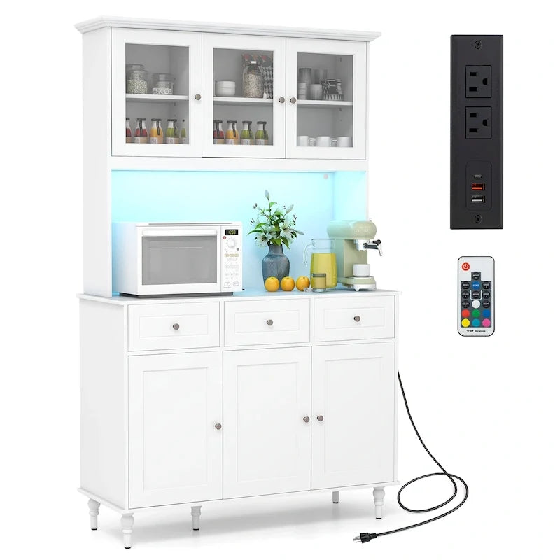Armoire de rangement pour cuisine de 77 de hauteur avec éclairage à DEL et
