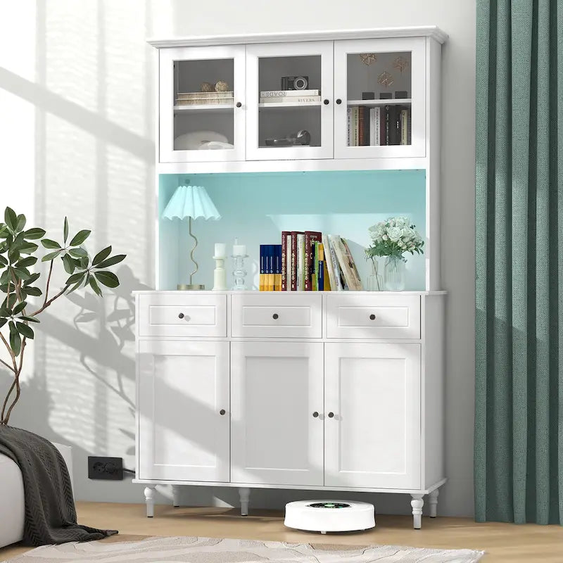 Armoire de rangement pour cuisine de 77 de hauteur avec éclairage à DEL et