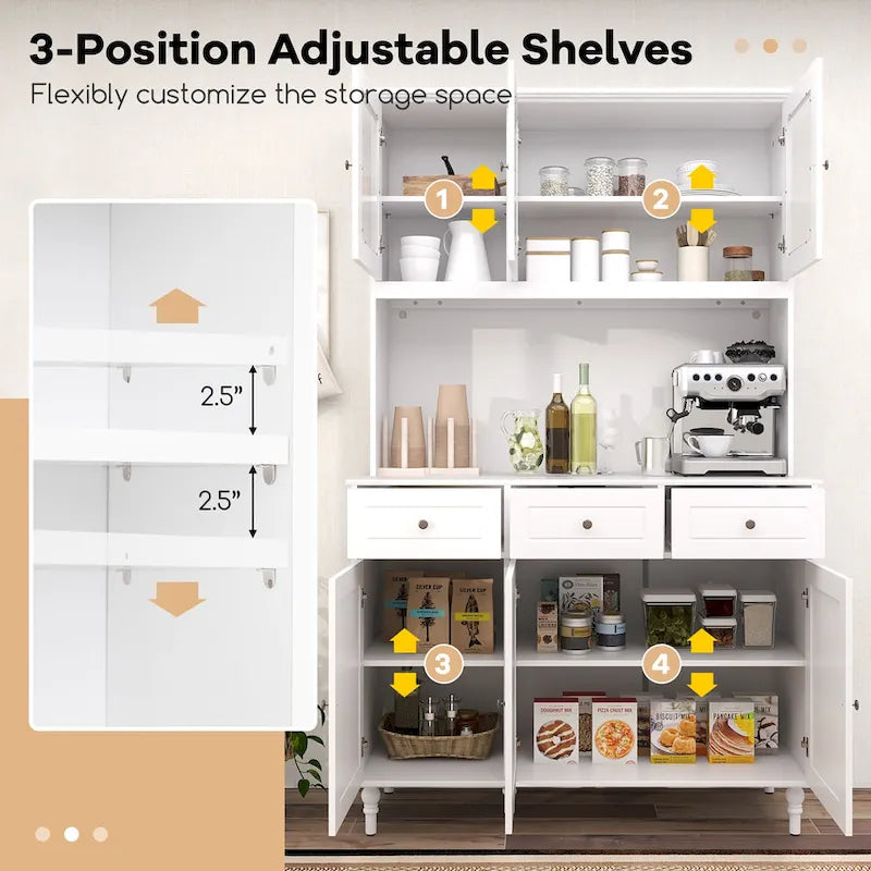 Armoire de rangement pour cuisine de 77 de hauteur avec éclairage à DEL et