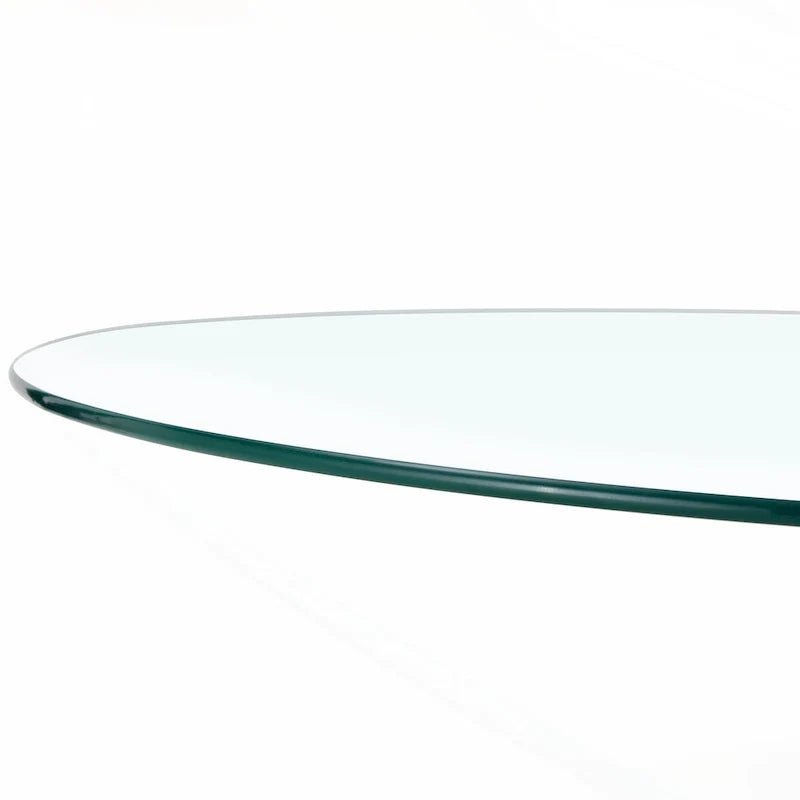Table de salle à manger ronde avec élégant plateau en verre et pieds métalliques robustes