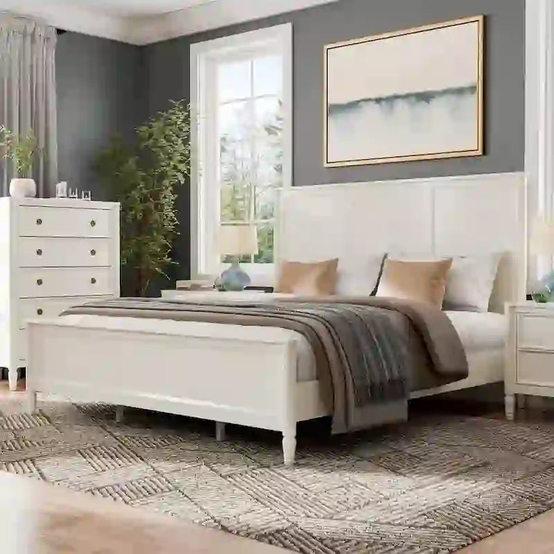 Cama clásica moderna de madera maciza