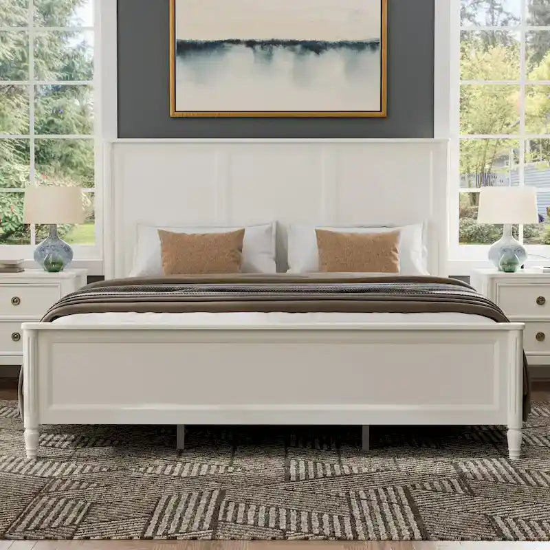 Cama clásica moderna de madera maciza