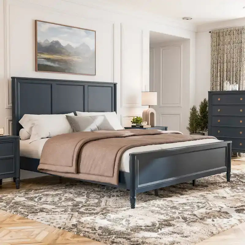 Cama clásica moderna de madera maciza