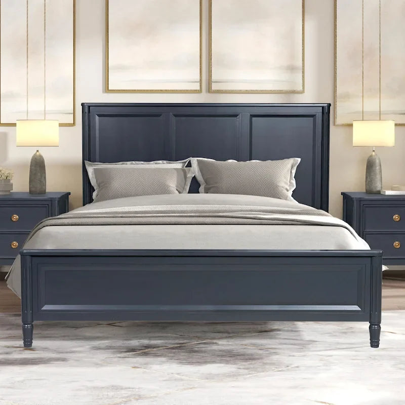 Cama clásica moderna de madera maciza
