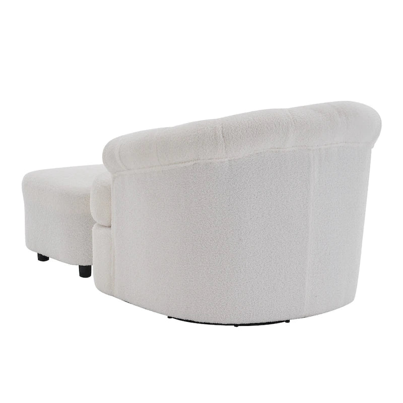 Silla giratoria de terciopelo con otomana, giro de 360 grados