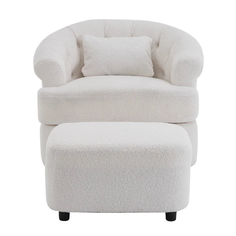 Silla giratoria de terciopelo con otomana, giro de 360 grados