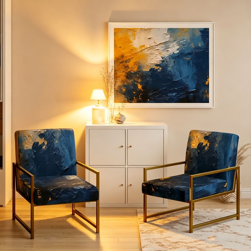 Sillón decorativo tapizado con diseño abstracto y moderno