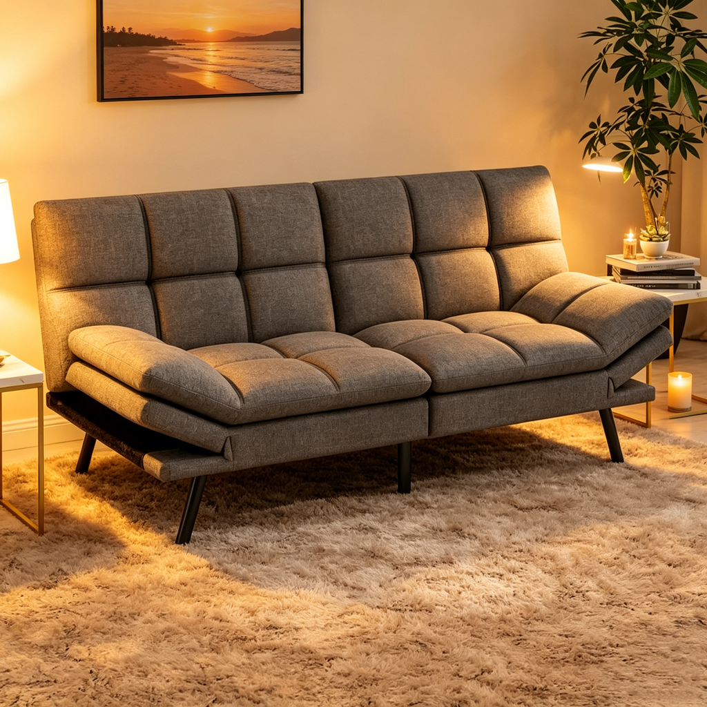 Sofá cama futón convertible con espuma viscoelástica