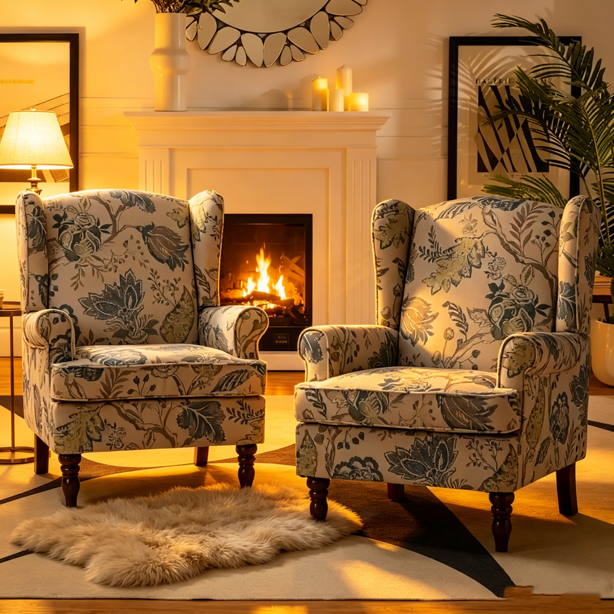 Fauteuils traditionnels en tissu avec pieds usinés