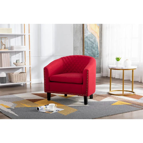 Sillón para sala de estar con tachuelas decorativas y patas de madera maciza