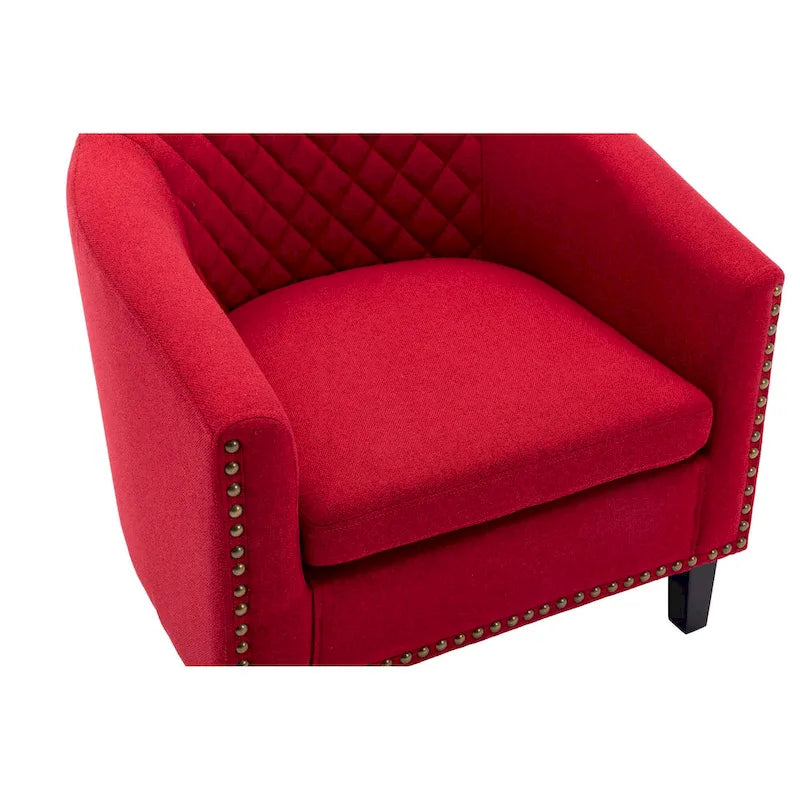 Sillón para sala de estar con tachuelas decorativas y patas de madera maciza