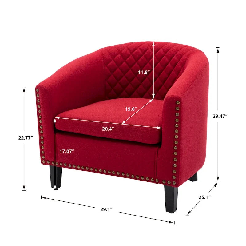Sillón para sala de estar con tachuelas decorativas y patas de madera maciza