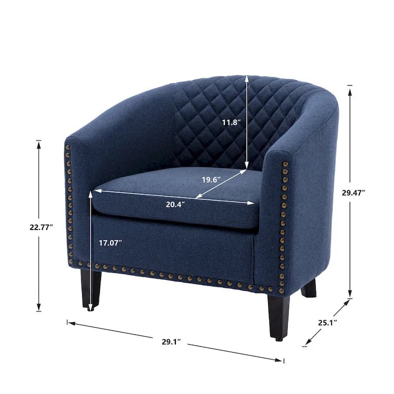 Sillón para sala de estar con tachuelas decorativas y patas de madera maciza