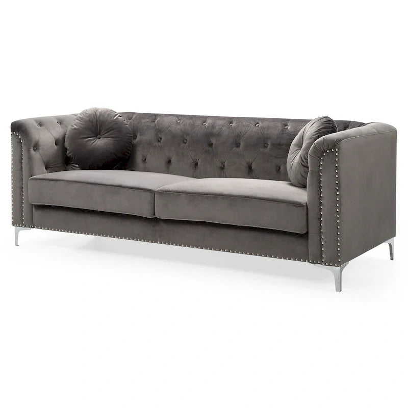 Samtsofa mit Knopfheftung