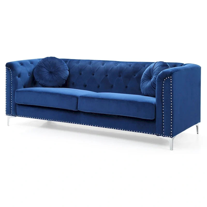 Samtsofa mit Knopfheftung