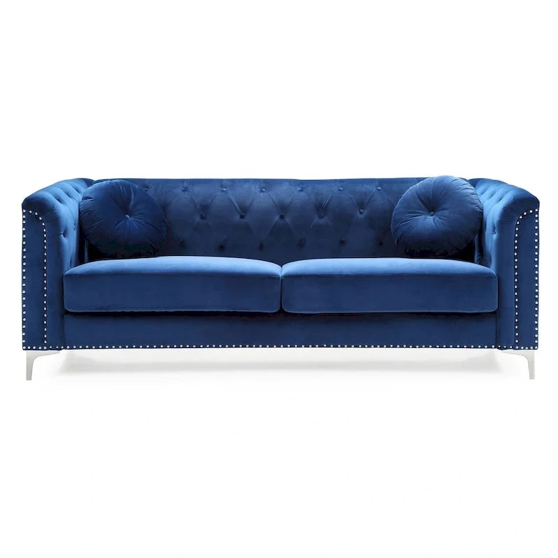 Samtsofa mit Knopfheftung