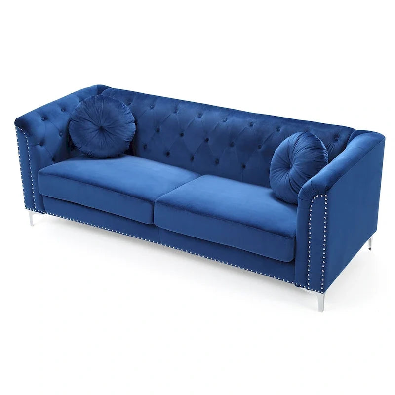 Samtsofa mit Knopfheftung