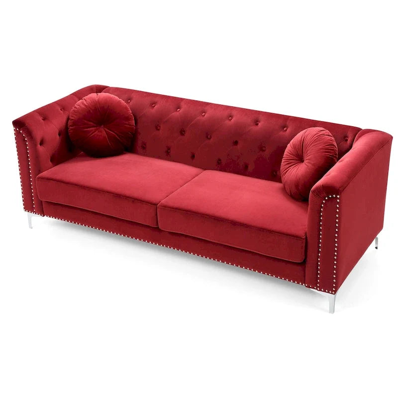 Samtsofa mit Knopfheftung