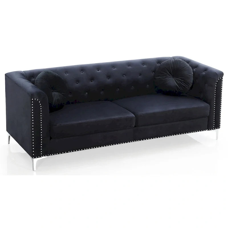 Samtsofa mit Knopfheftung