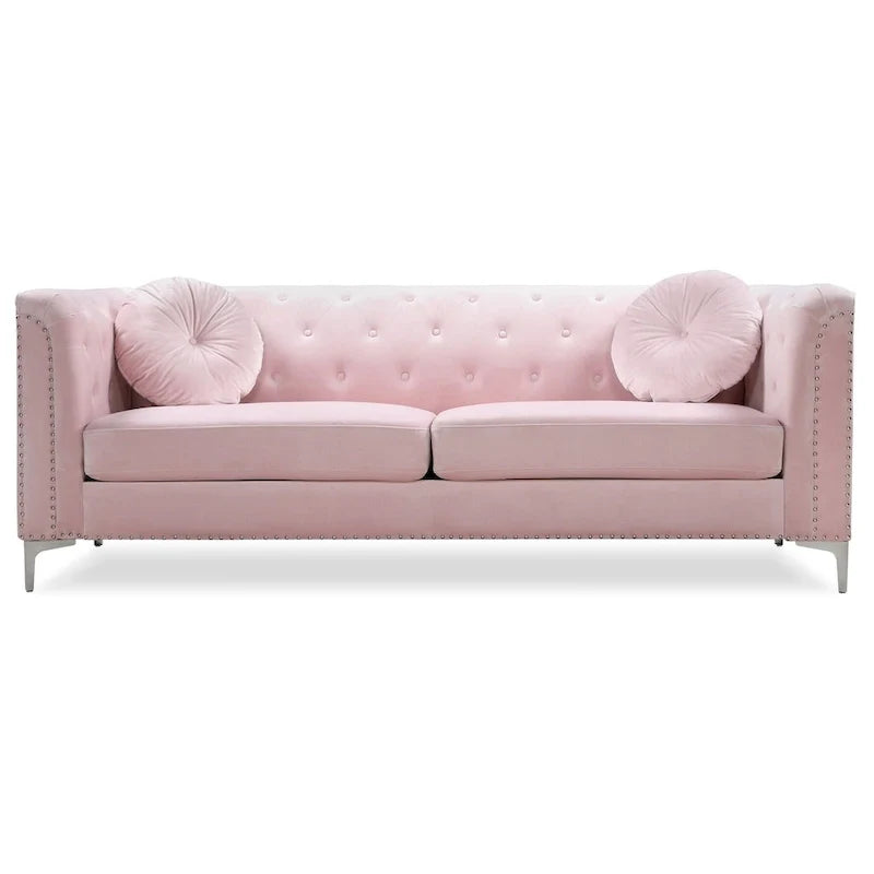 Samtsofa mit Knopfheftung