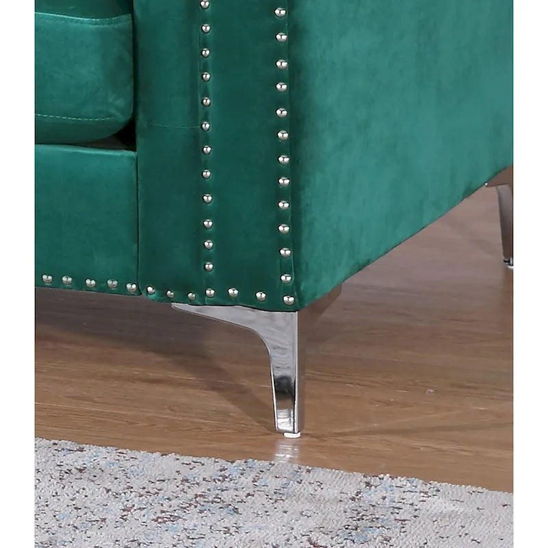 Samtsofa mit Knopfheftung