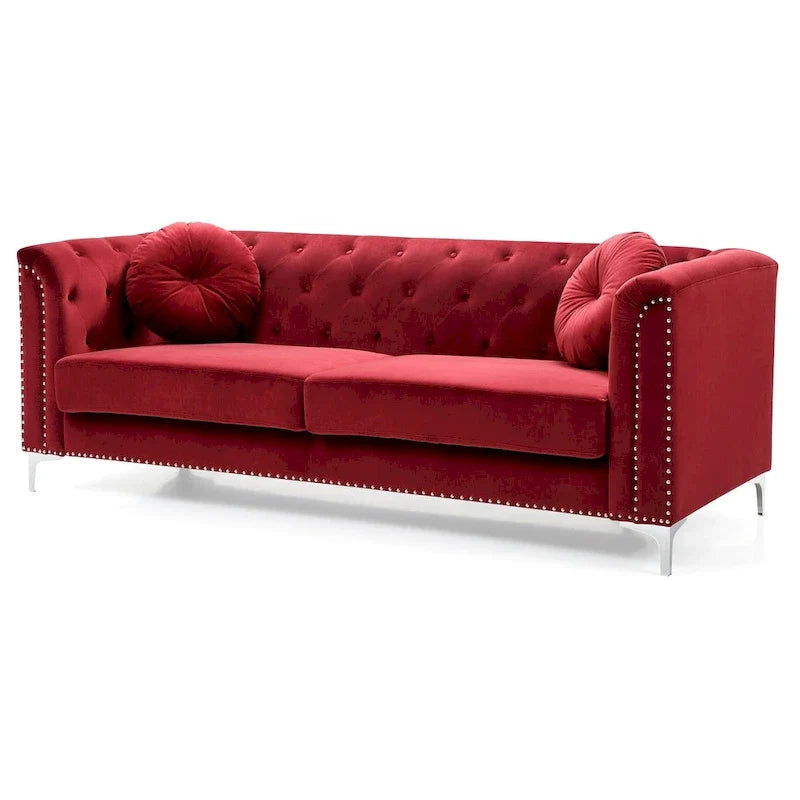 Samtsofa mit Knopfheftung