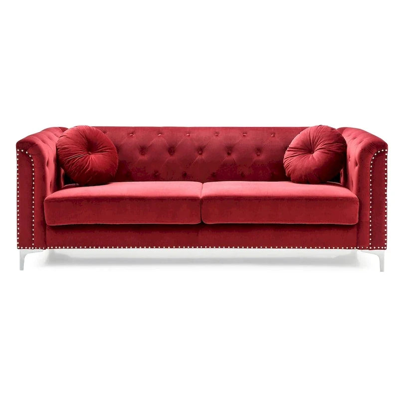 Samtsofa mit Knopfheftung