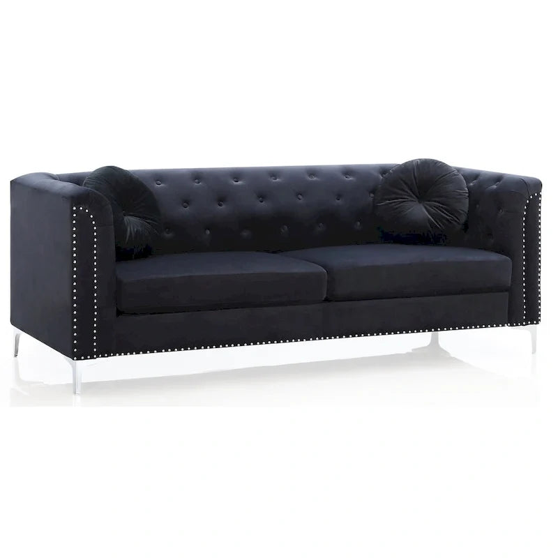 Samtsofa mit Knopfheftung