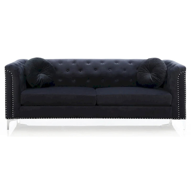 Samtsofa mit Knopfheftung