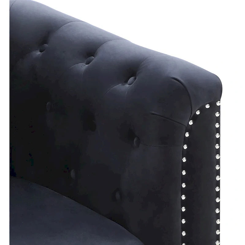 Samtsofa mit Knopfheftung