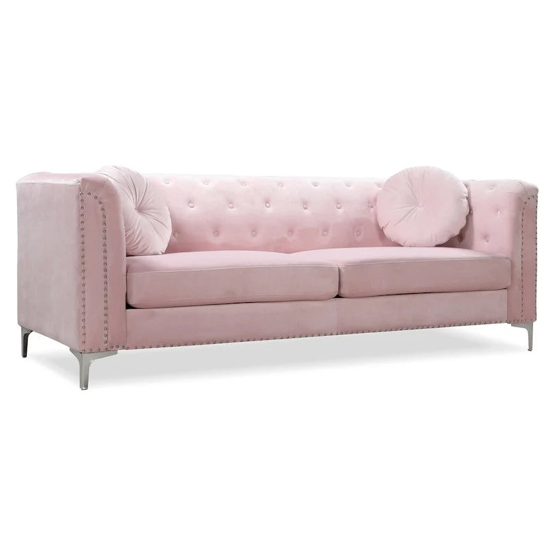 Samtsofa mit Knopfheftung