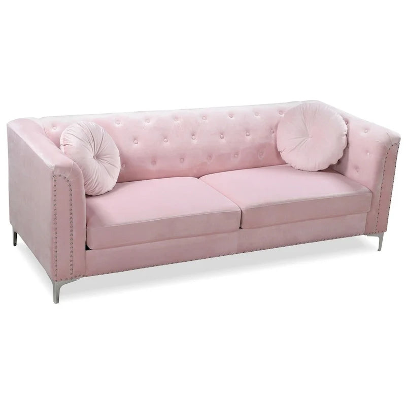 Samtsofa mit Knopfheftung