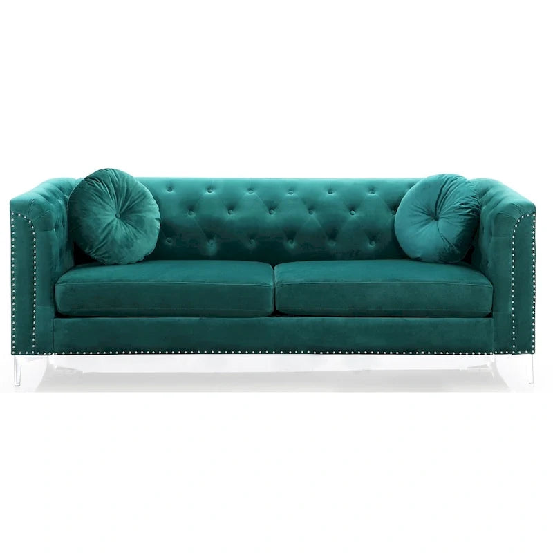 Samtsofa mit Knopfheftung