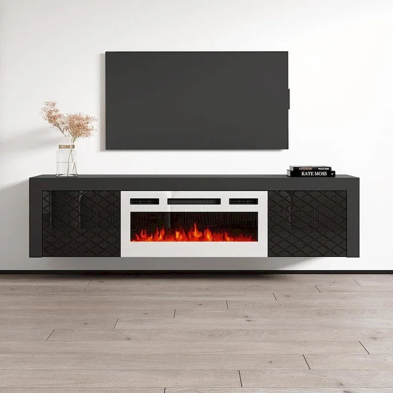 Dieser 71-Zoll-TV-Ständer mit elektrischem Kamin