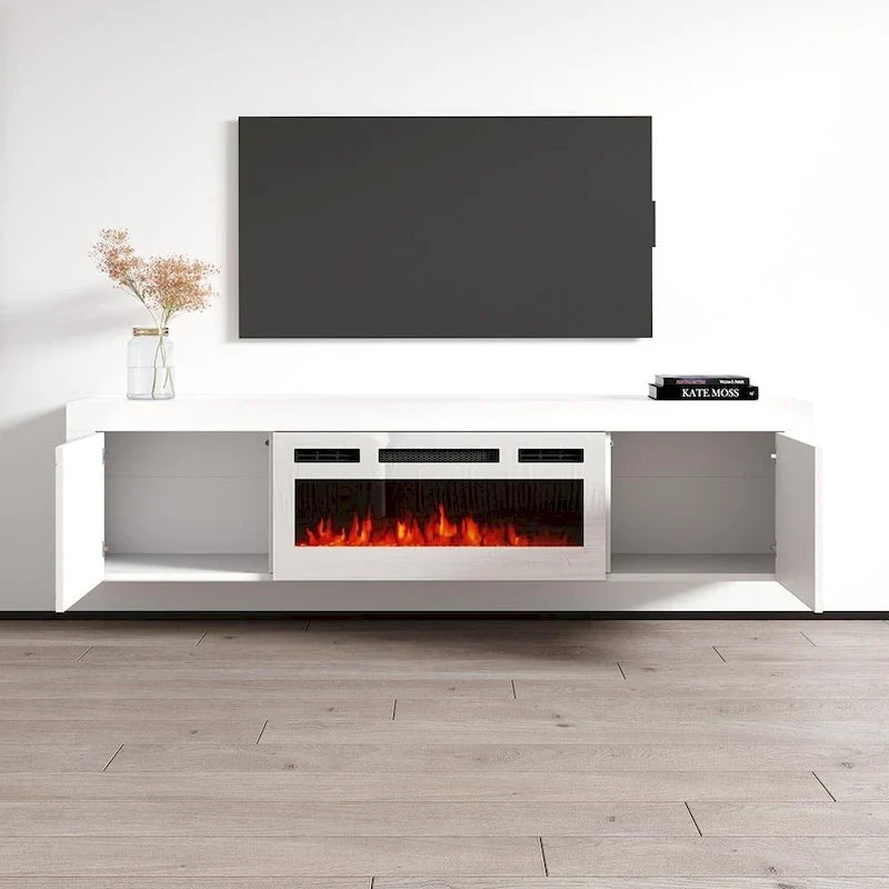 Dieser 71-Zoll-TV-Ständer mit elektrischem Kamin