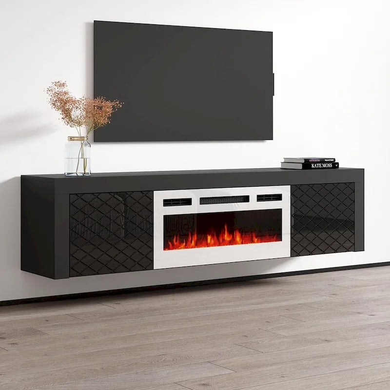 Dieser 71-Zoll-TV-Ständer mit elektrischem Kamin