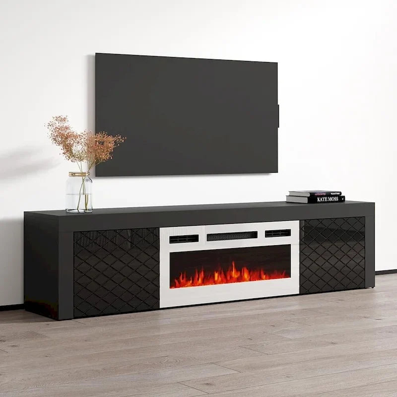 Dieser 71-Zoll-TV-Ständer mit elektrischem Kamin