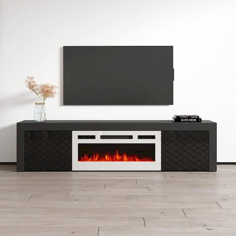 Dieser 71-Zoll-TV-Ständer mit elektrischem Kamin