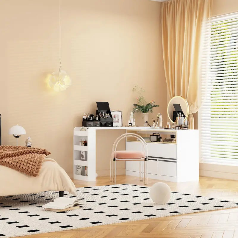 Cómoda de dormitorio con tocador lateral para escritorio