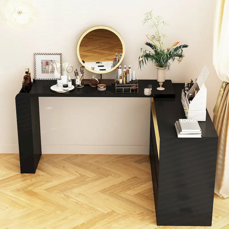 Cómoda de dormitorio con tocador lateral para escritorio