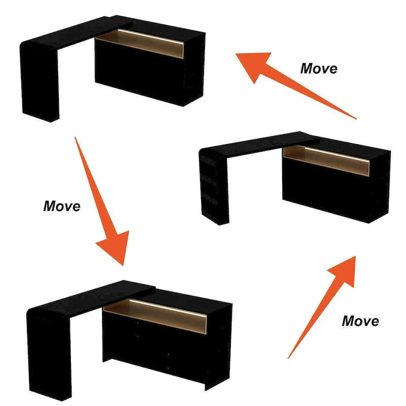 Cómoda de dormitorio con tocador lateral para escritorio