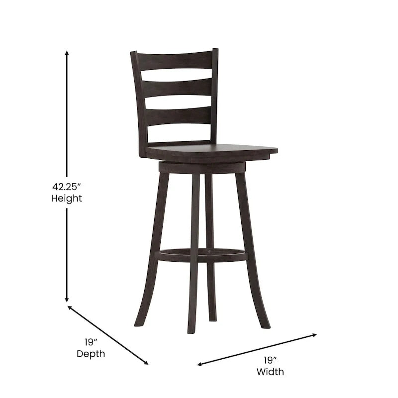 Ladderback Wooden Swivel Bar Stool with Footrest
