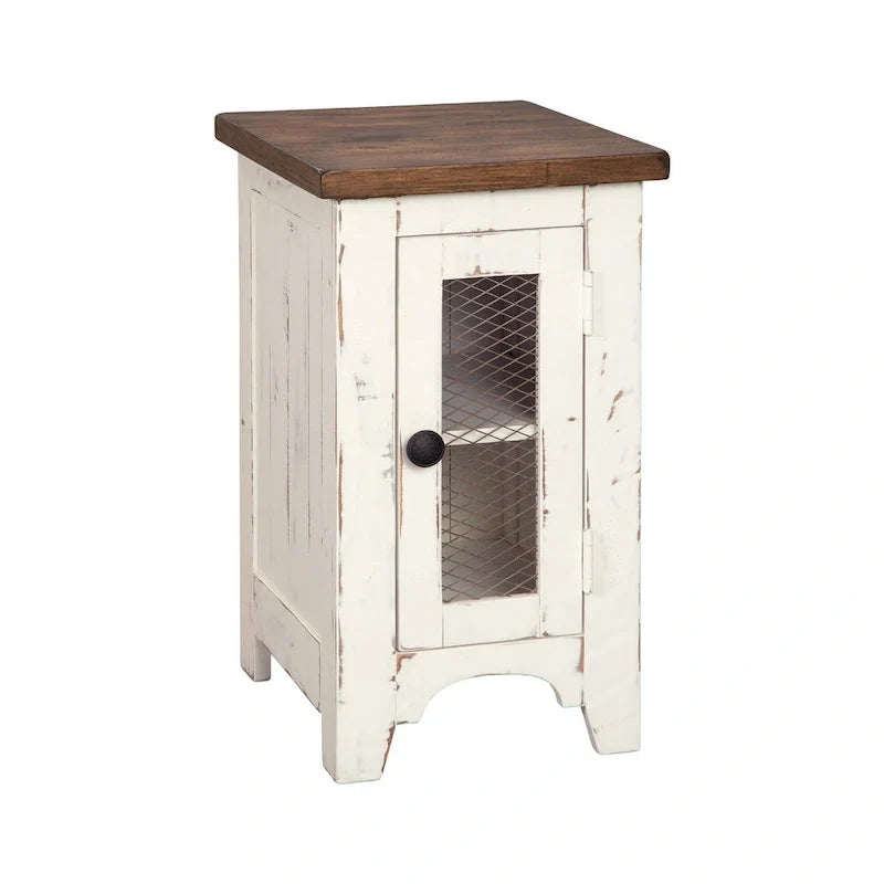 Mesa auxiliar para colocar junto al sillón - Blanca/marrón