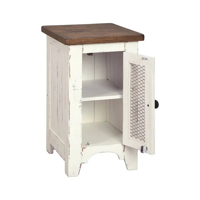 Table d’appoint pour fauteuil - blanc/brun