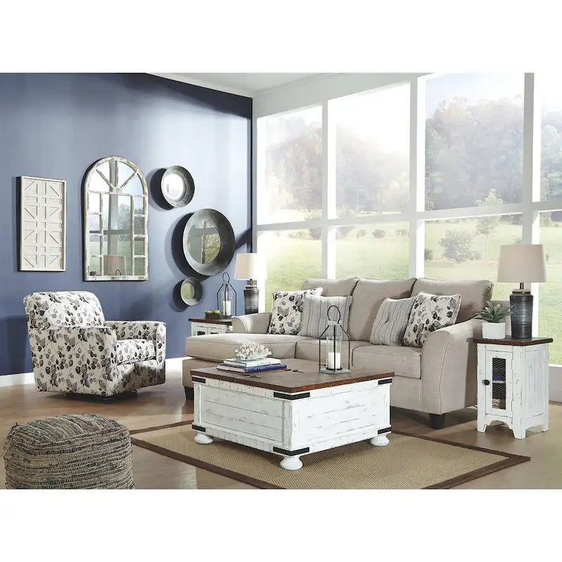 Mesa auxiliar para colocar junto al sillón - Blanca/marrón