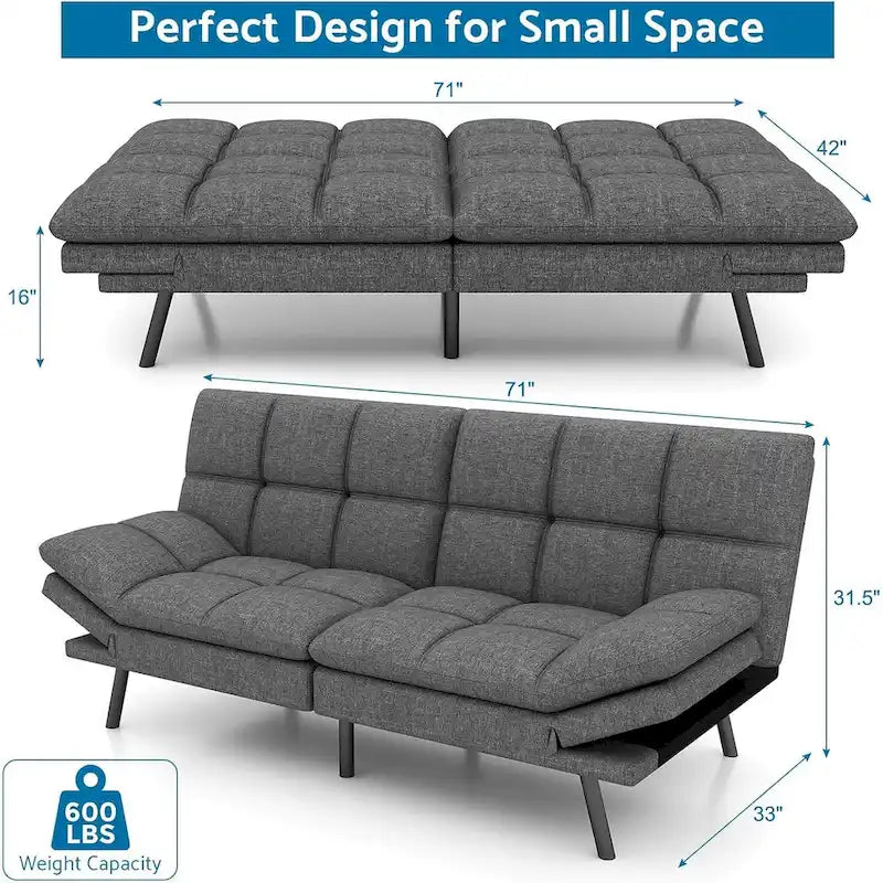 Sofá cama futón convertible con espuma viscoelástica