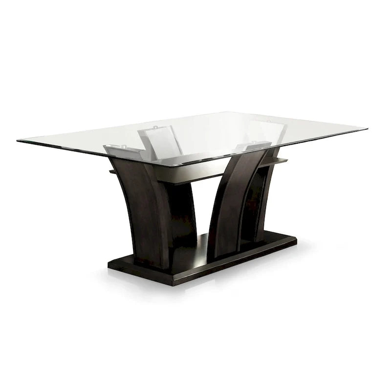 Cette table à manger moderne en cerisier de 72 pouces avec plateau en verre
